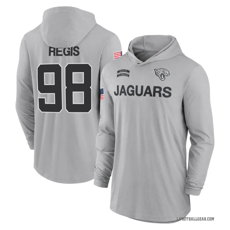 Albert Regis Youth Gray Jacksonville Jaguars 2024 Salute to Service Lightweight Performance Long Sleeve Hooded T-Shirt