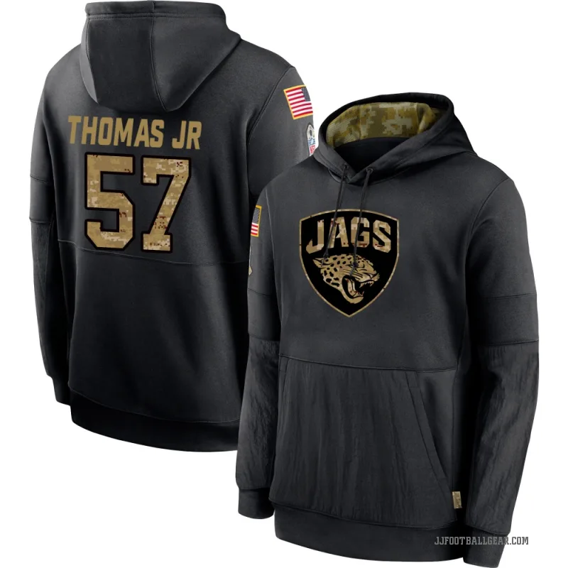 Bryan Thomas Jr. Men's Black Jacksonville Jaguars 2020 Salute to Service Sideline Performance Pullover Hoodie