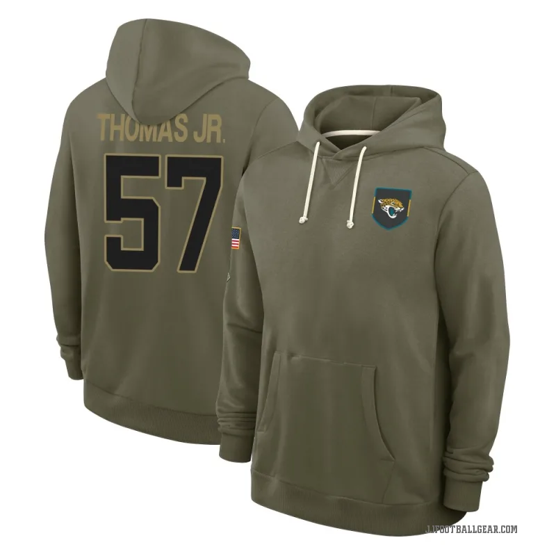 Bryan Thomas Jr. Men's Olive Jacksonville Jaguars 2025 Salute to Service Hoodie