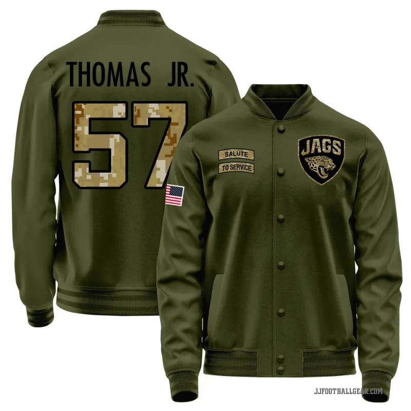 Bryan Thomas Jr. Men's Olive Jacksonville Jaguars Salute to Service Sideline Performance Jacket