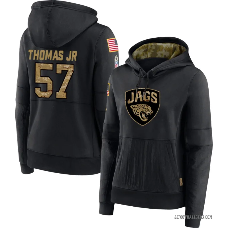 Bryan Thomas Jr. Women's Black Jacksonville Jaguars 2020 Salute to Service Sideline Performance Pullover Hoodie