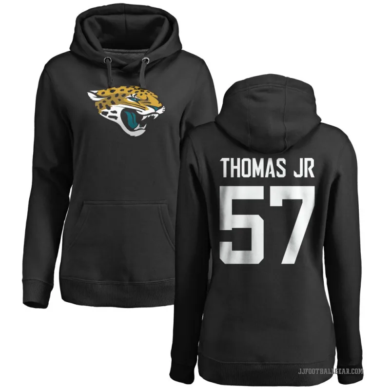 Bryan Thomas Jr. Women's Black Jacksonville Jaguars Pro Line Logo Pullover Hoodie