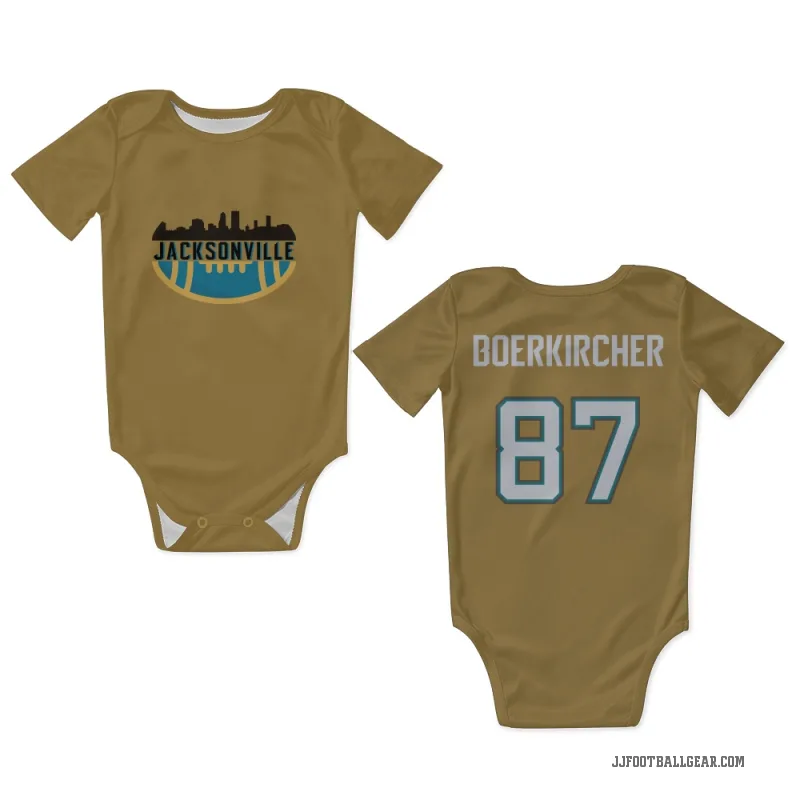 Nate Boerkircher  Gold Jacksonville Jaguars   Bold  Newborn & Infant Bodysuit