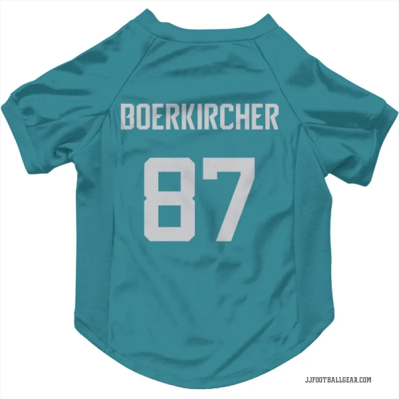 Nate Boerkircher  Teal Jacksonville Jaguars  Cat & Dog Pet Jersey