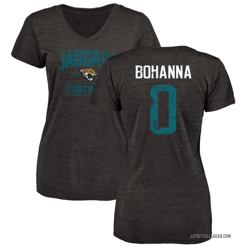 Quinton Bohanna Women's Black Jacksonville Jaguars Distressed V-Neck T-Shirt