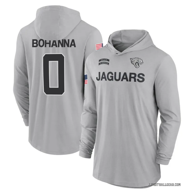 Quinton Bohanna Youth Gray Jacksonville Jaguars 2024 Salute to Service Lightweight Performance Long Sleeve Hooded T-Shirt