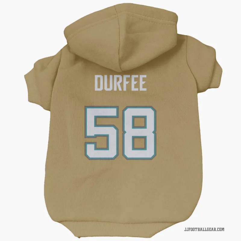 Zach Durfee Gold Jacksonville Jaguars Bold Cat & Dog Pet Hoodie